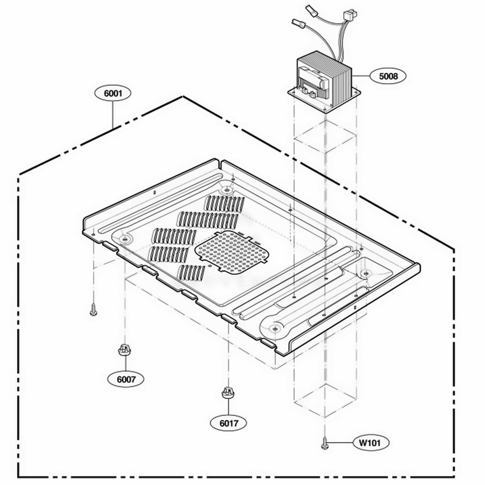 Base Plate Parts Diagram and Parts List for AMC7159TAB AB1EAMA LG Wall Oven