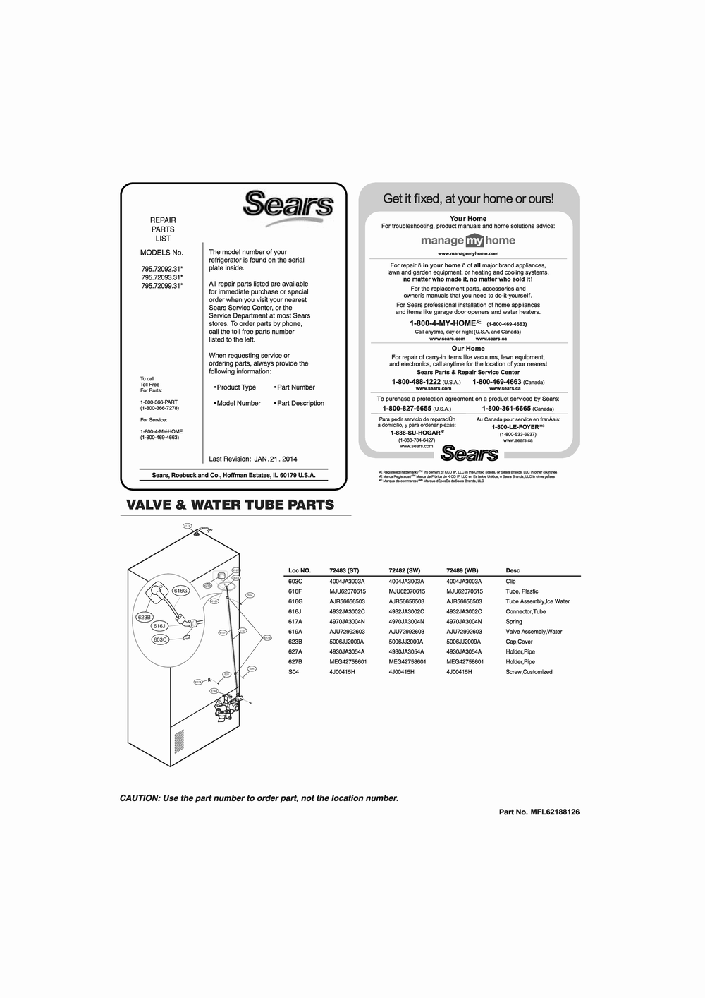 Diagram 1 Diagram and Parts List for GR-L31GHQXM ASWCSE0 LG Refrigerator