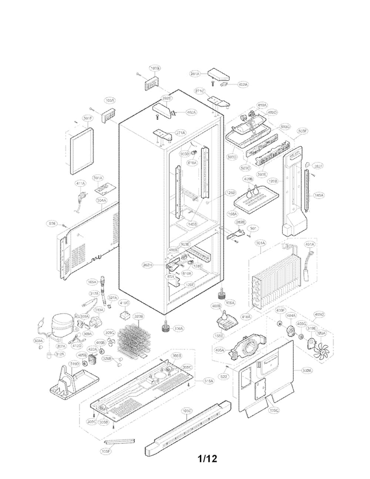 Case Parts Diagram and Parts List for LFC20760SW 06 LG Refrigerator