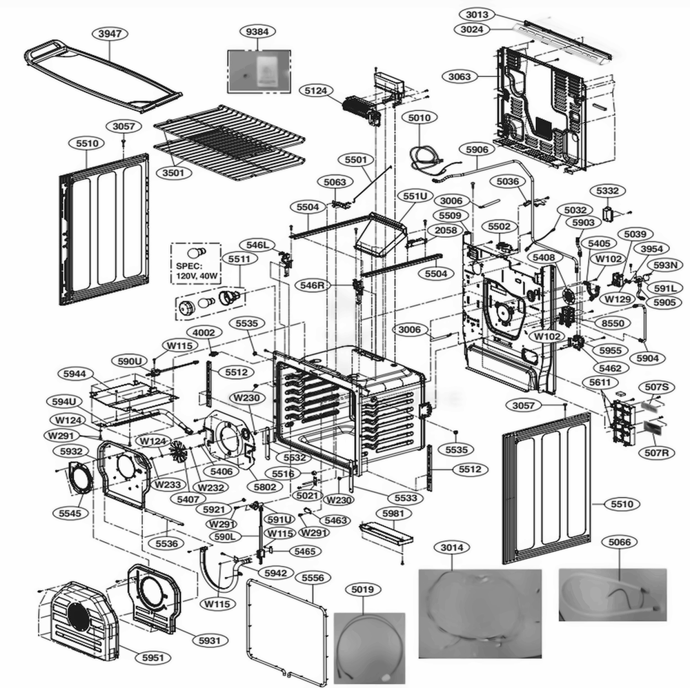 Cavity Parts Diagram and Parts List for LSG4513ST ASTELGA LG Range