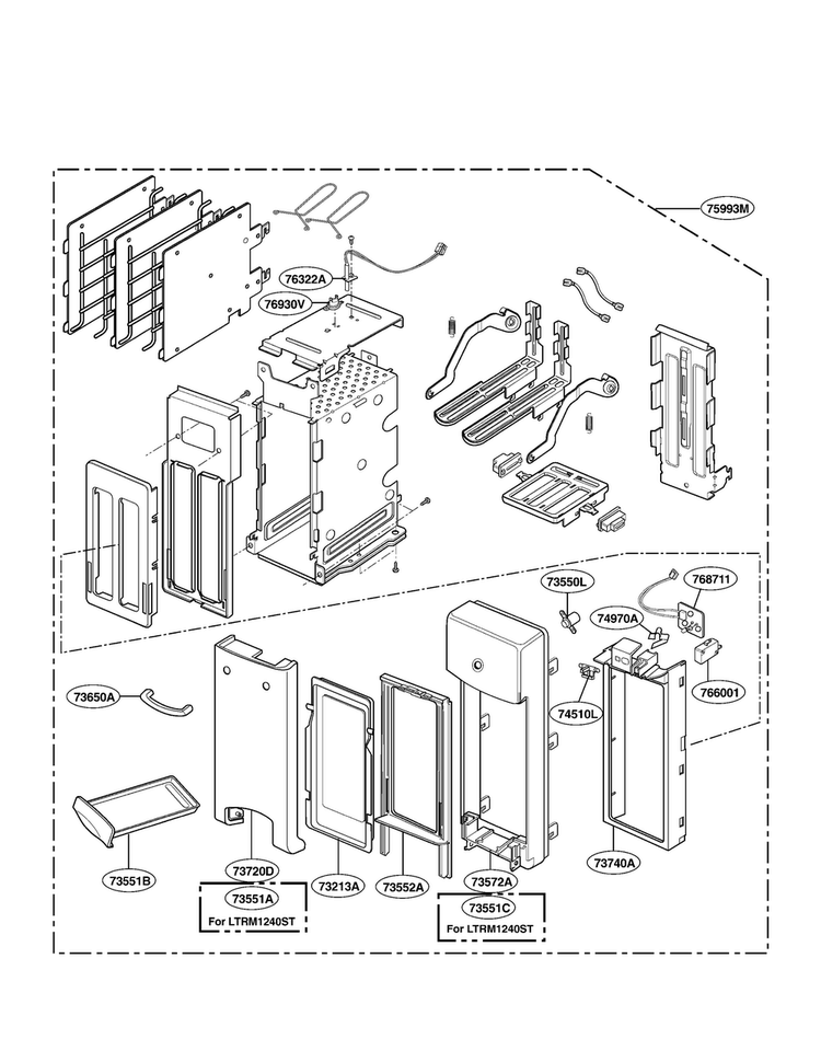 Toaster Parts Diagram and Parts List for LTRM1240ST01  LG Microwave