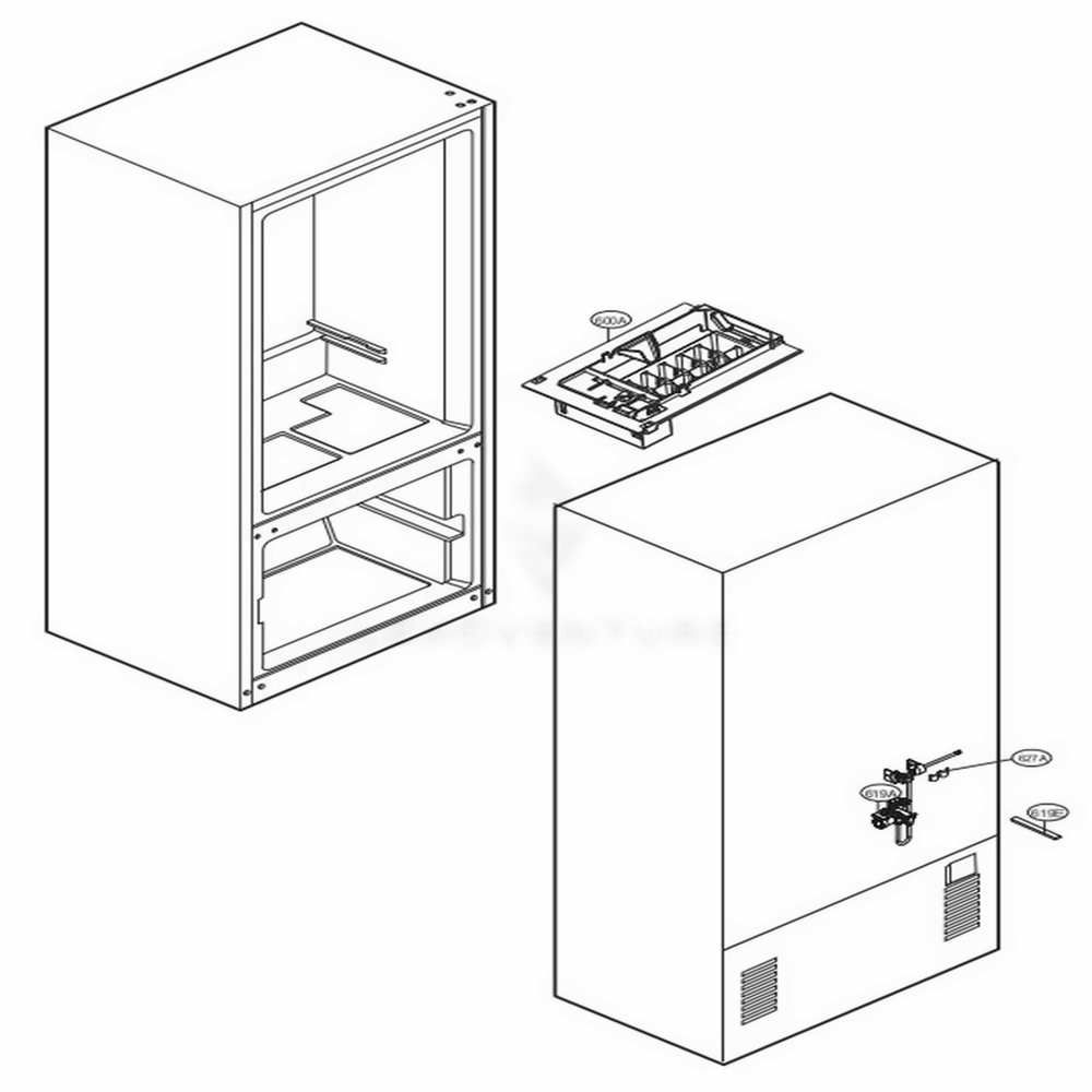 Icemaker Parts Diagram and Parts List for LFCS22520W ASWCNA1 LG Refrigerator