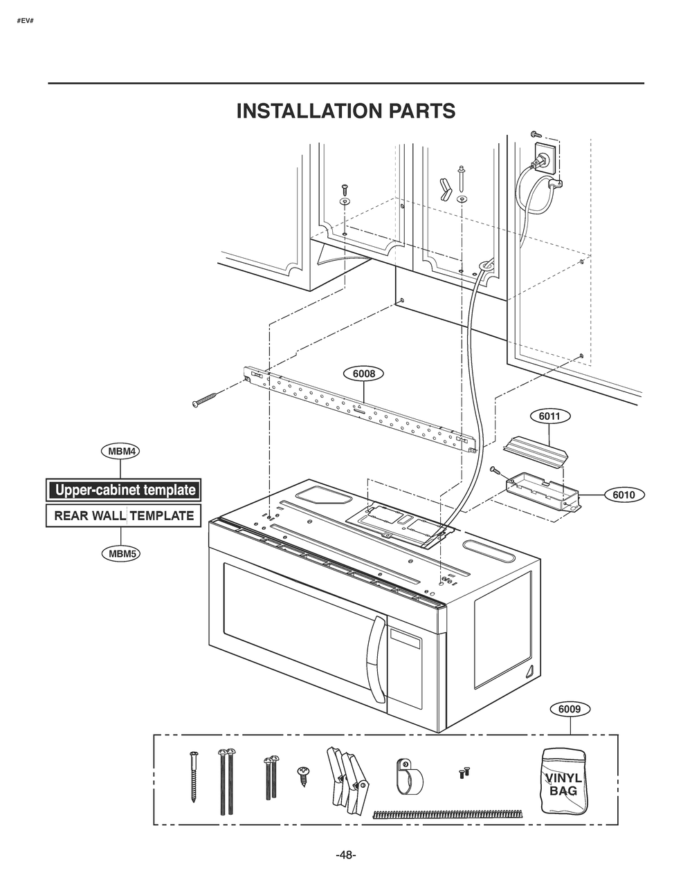 Installation Parts Diagram and Parts List for MV1746AD CBKELGA LG Microwave