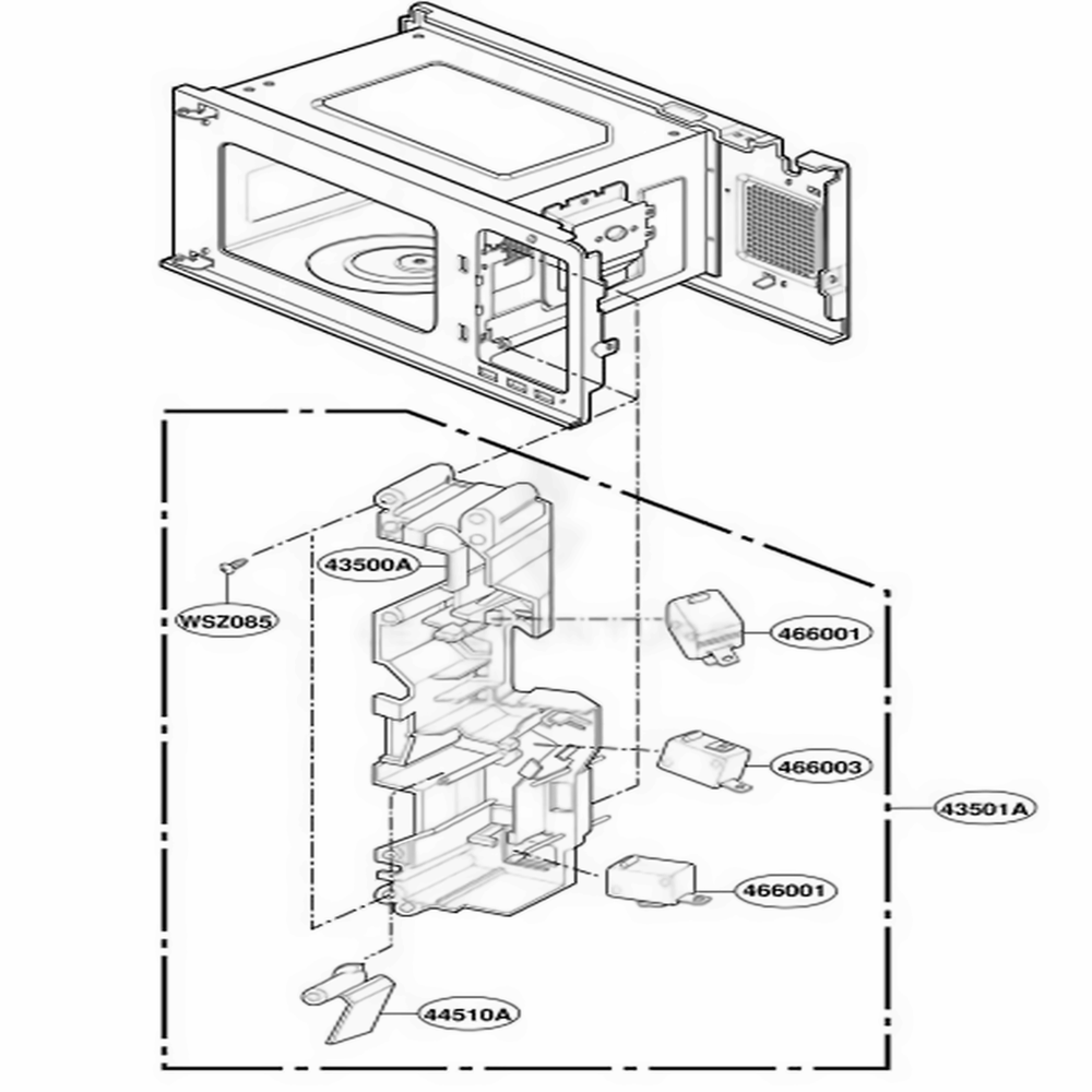 Latch Board Parts Diagram and Parts List for MS95MT HSLEGSS LG Range