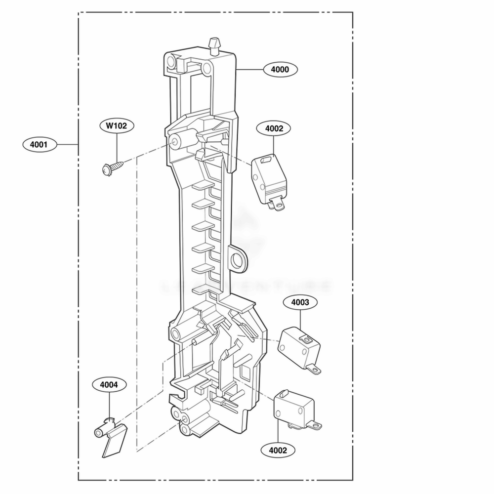 Latch Board Parts Diagram and Parts List for LMV2083SB CBKELGA LG Microwave