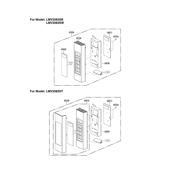 Controller Diagram and Parts List for LMV2083SB 00 LG Microwave