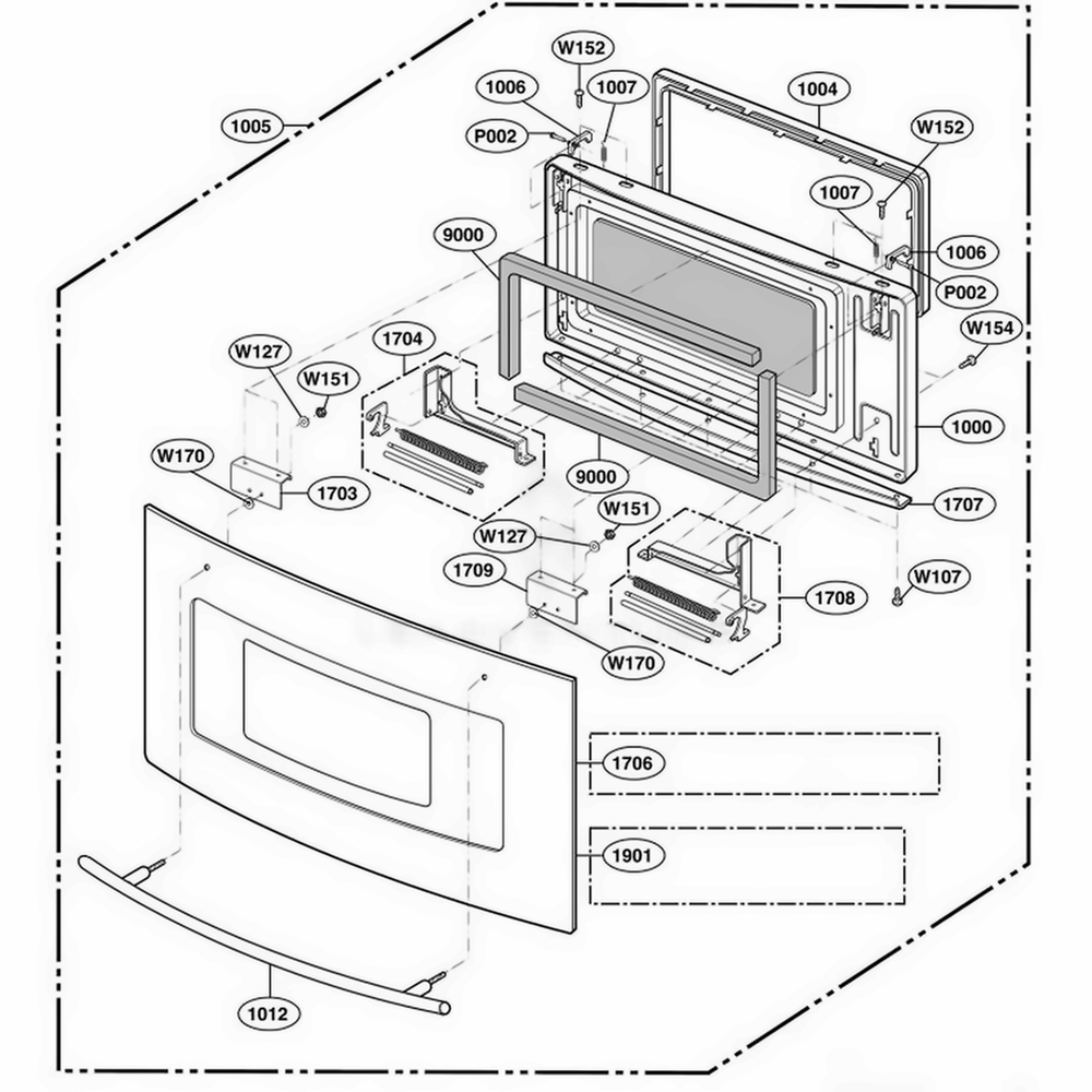 Door Parts Diagram and Parts List for JMC8130DDQ ABSEJEN LG Range