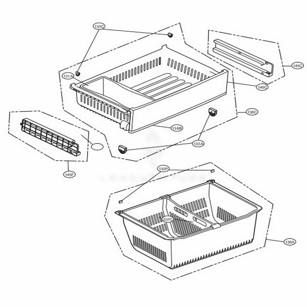 Freezer Parts Diagram and Parts List for LFXS28566S ASTCNA0 LG Refrigerator