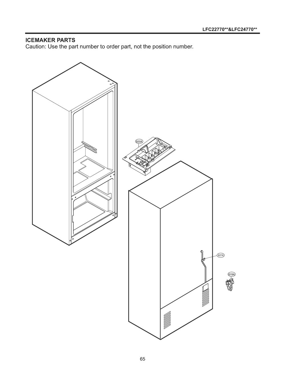 Ice Maker Parts Diagram and Parts List for GM-B223RSNM ASTCNA0 LG Refrigerator