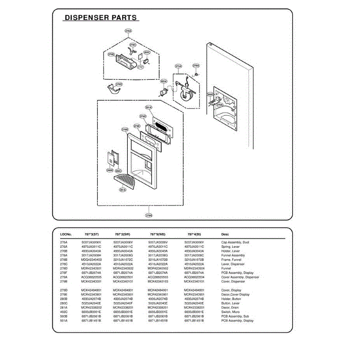Section 5 Diagram and Parts List for 78753 AST2SER LG Refrigerator