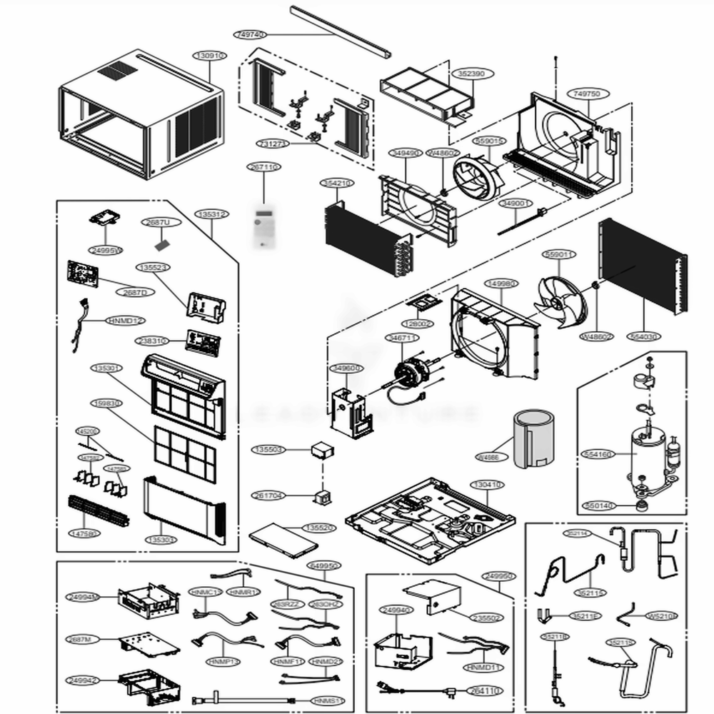 Main Diagram and Parts List for LW1517IVSM AC1AUSH LG Air Conditioner