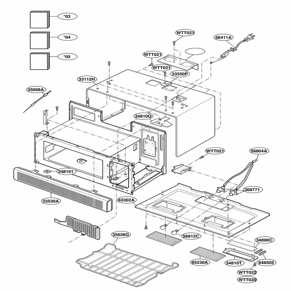 Oven Cavity Parts Diagram and Parts List for YKHMC107EBT0 BSEKAC LG Range