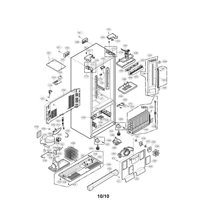 Case Assembly Diagram and Parts List for LFC21770ST 00 LG Refrigerator