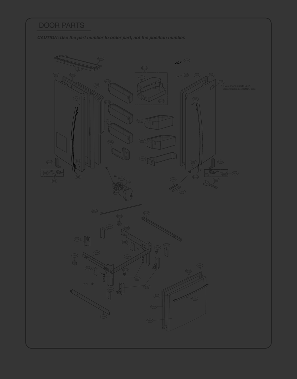 Door Parts Diagram and Parts List for GR-L328HSUM ASTCSE0 LG Refrigerator