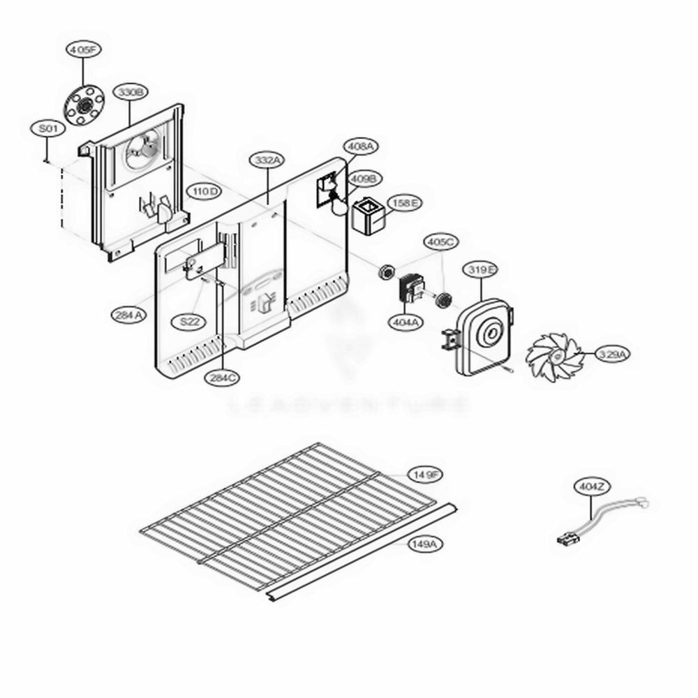 Freezer Parts Diagram and Parts List for 79309 AWB1SER LG Refrigerator