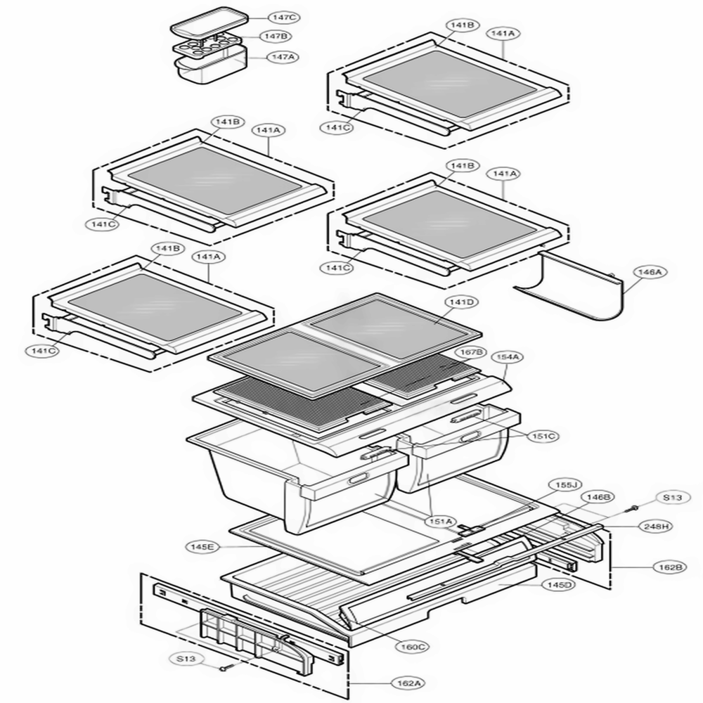 Refrigerator Parts Diagram and Parts List for 77549 AWBCSER LG Refrigerator
