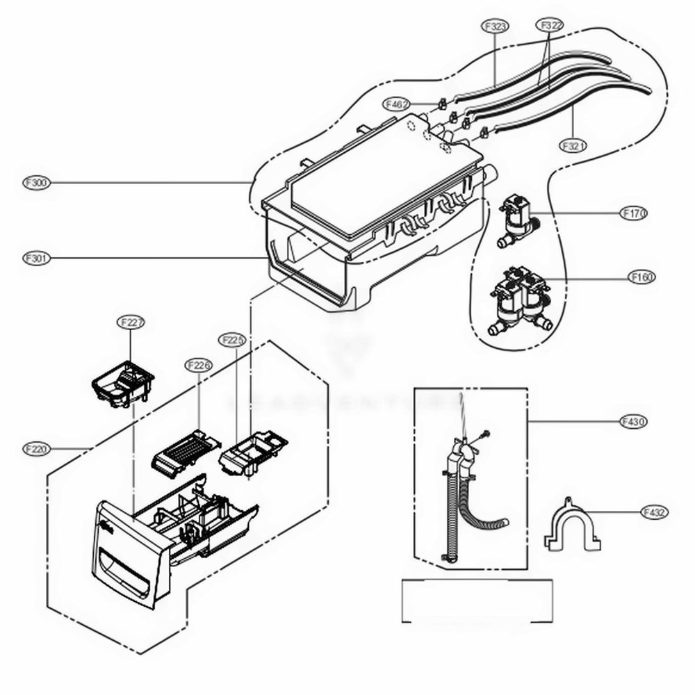 Dispenser Assembly Diagram and Parts List for WM4000HWA ABWEUUS LG Washer