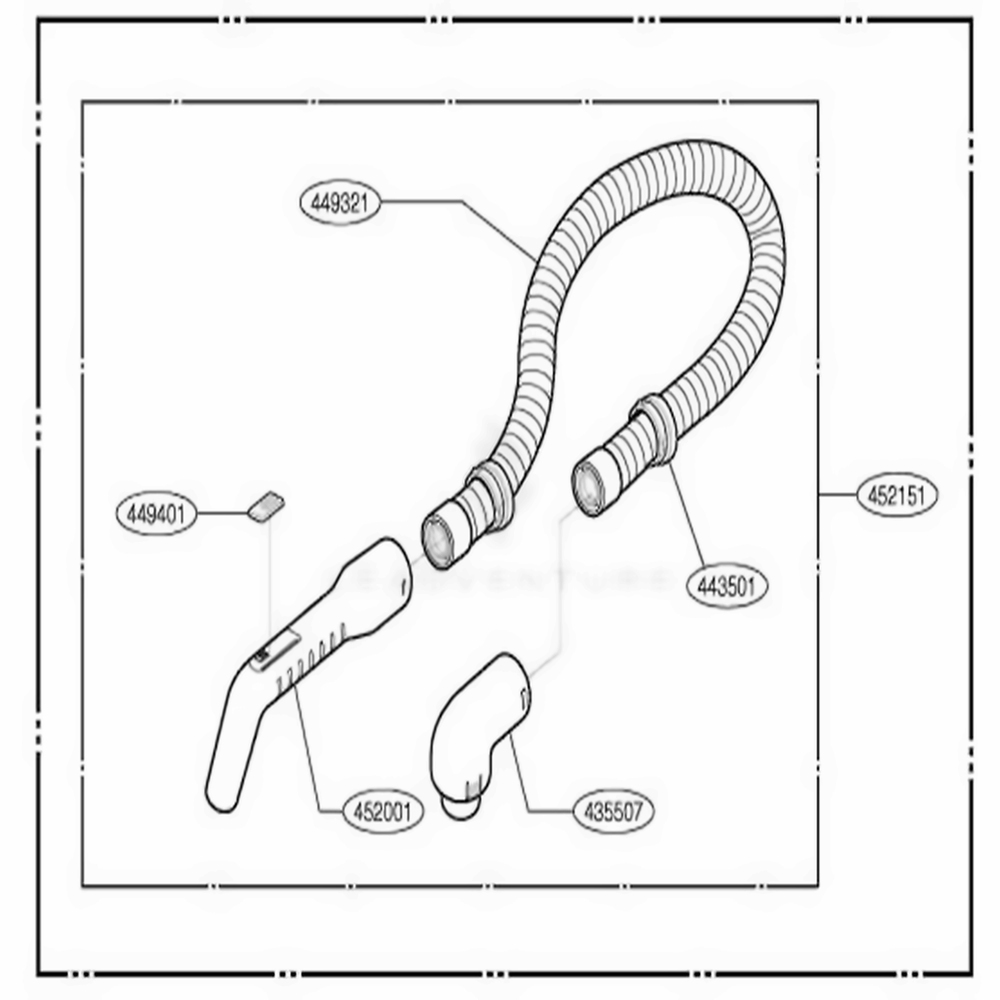 Hose Assembly Flexible Diagram and Parts List for HFC1405CGG ADGQHSR LG Canister Vacuum