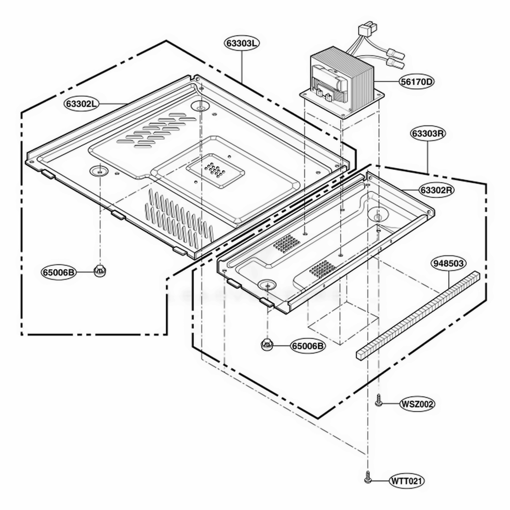Base Plate Parts Diagram and Parts List for GLMB186CB CBKEGEF LG Range