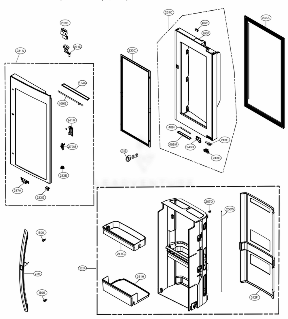 Door Parts 2 Diagram and Parts List for LRMVC2306D ASBCNA0 LG Refrigerator