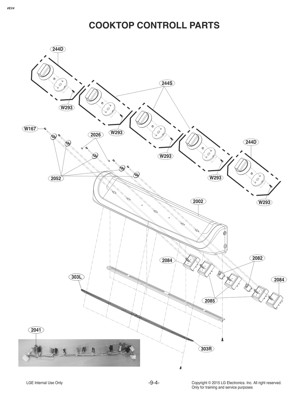 Cooktop Controll Parts Diagram and Parts List for FE1773LS ASTLLGA LG Range