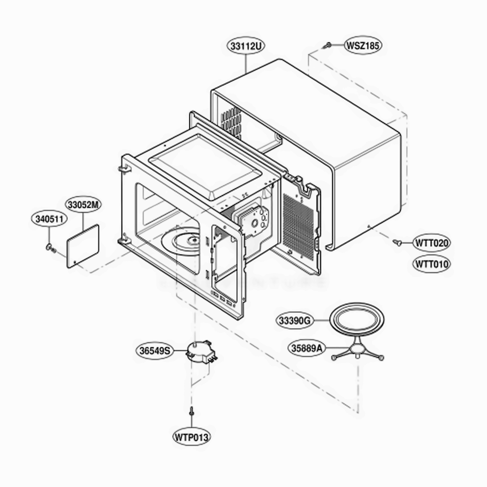 Oven Cavity Parts Diagram and Parts List for MT4210SLB ABKEWRP LG Range