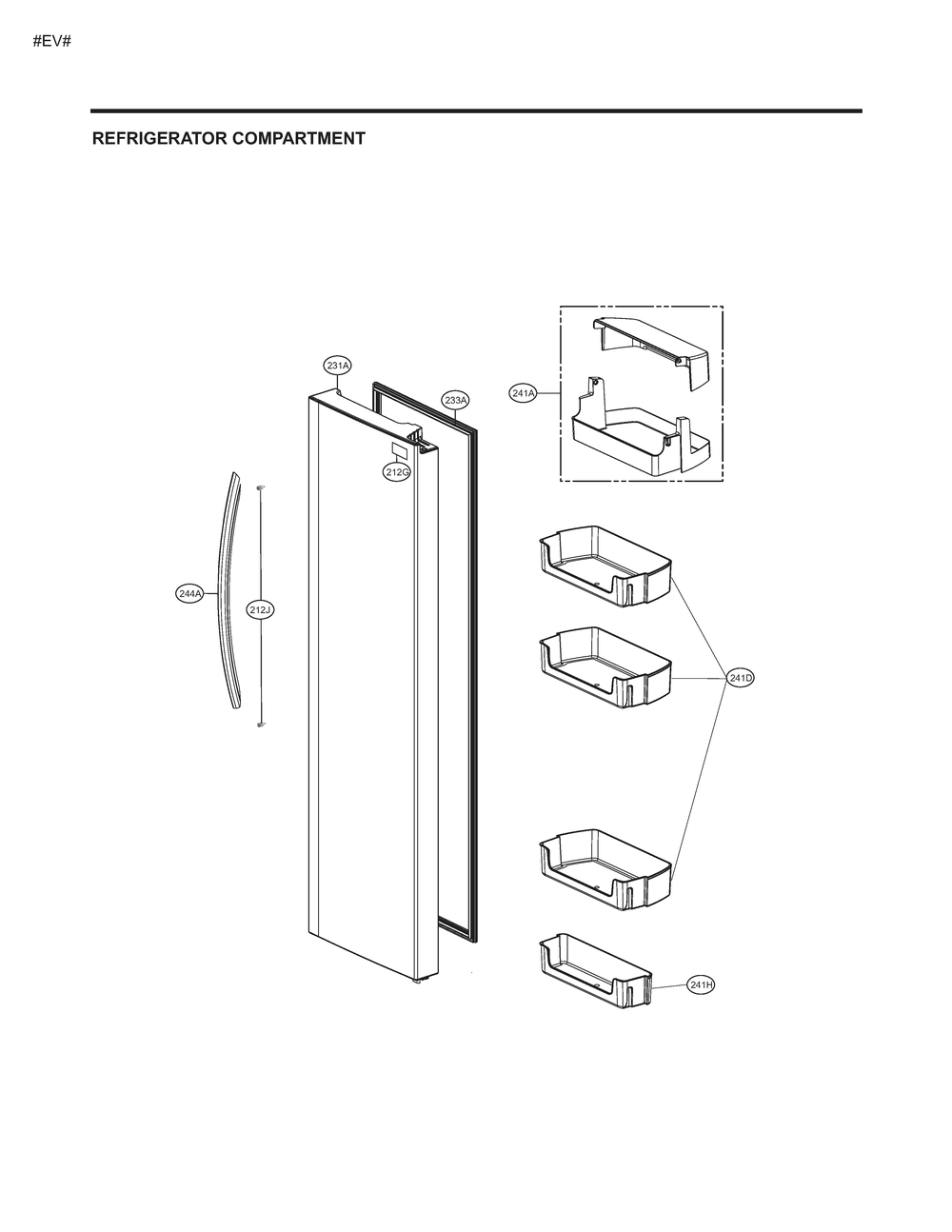Refrigerator Compartment 1 Diagram and Parts List for GM-L267NSGL ASTCNA5 LG Refrigerator