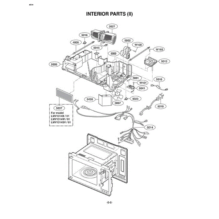 Section 4 Diagram and Parts List for LMV1314B AB1ELGA LG Microwave Oven Combo