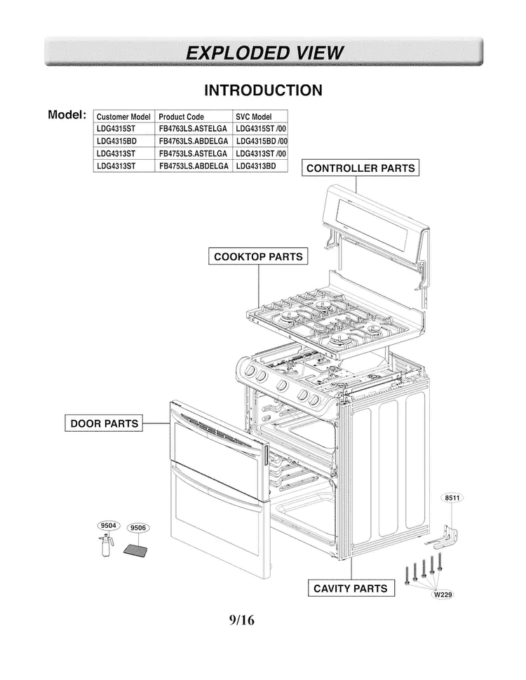 Accessory Parts Diagram and Parts List for LDG4315BD  LG Range