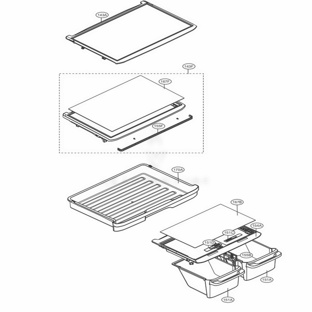 Refrigerator Parts Diagram and Parts List for LTWS24223S ASTCNA0 LG Refrigerator