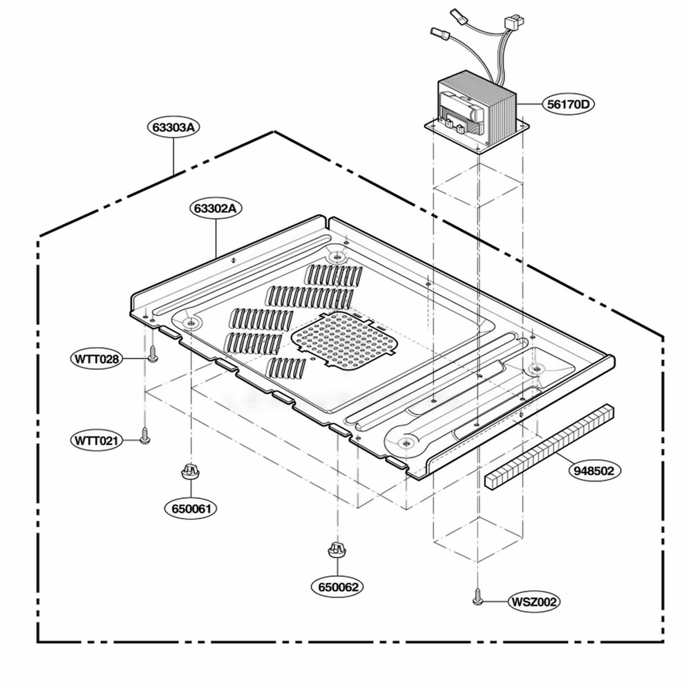 Base Plate Parts Diagram and Parts List for ACM1580AB ABKEAMA LG Range