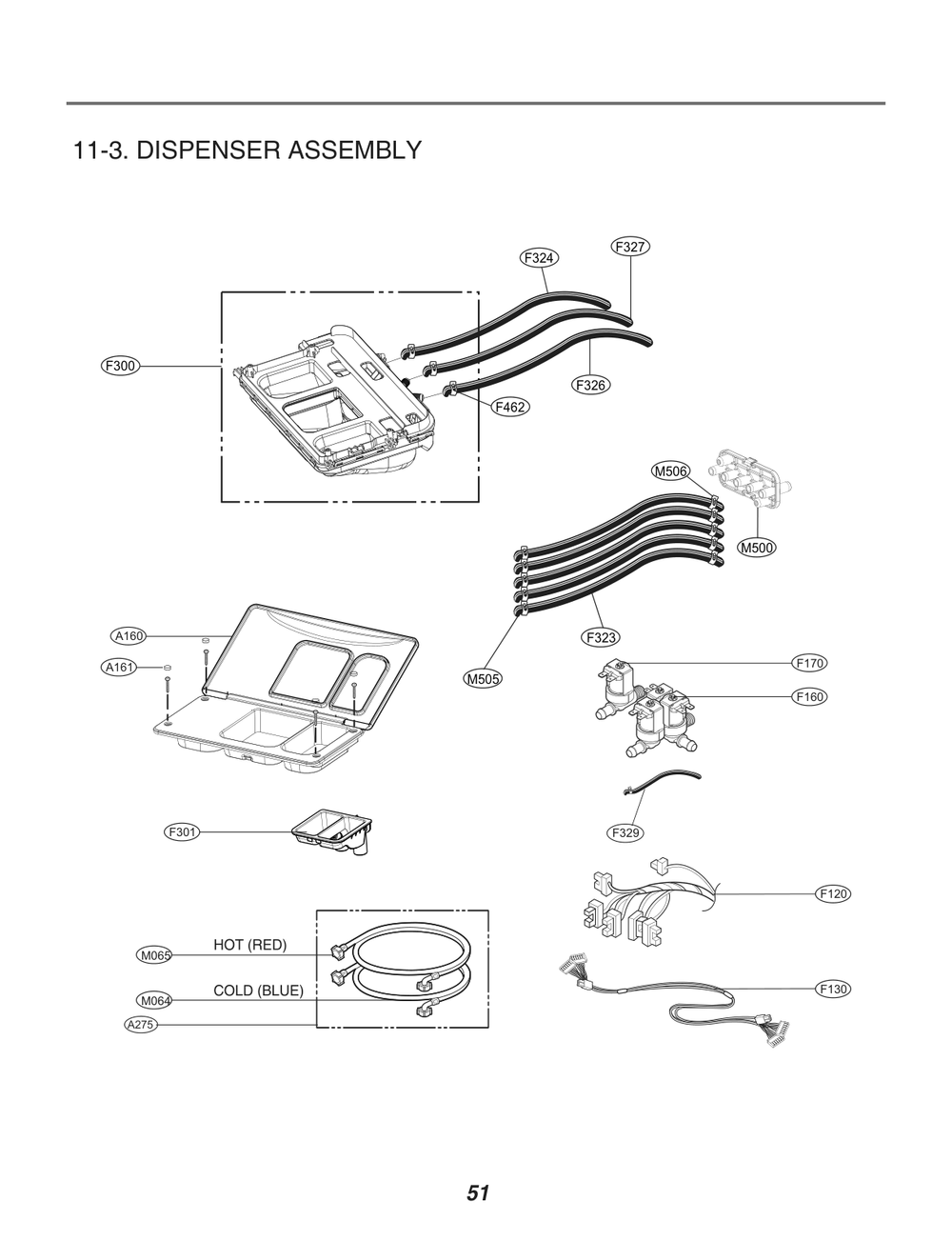 Dispenser Assembly Diagram and Parts List for FH0C7FD4 ASSEELC LG Washer