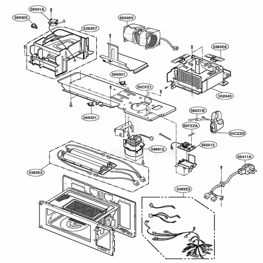 Interior Part 2 Diagram and Parts List for SCA2001BSS ASTEGEU LG Range