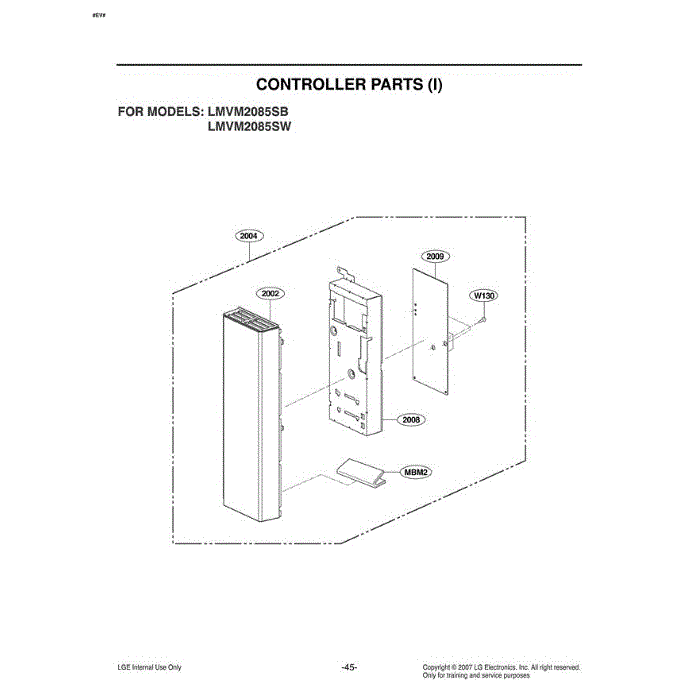 Section 4 Diagram and Parts List for LMVM2085SB ABKELGA LG Microwave Oven Combo