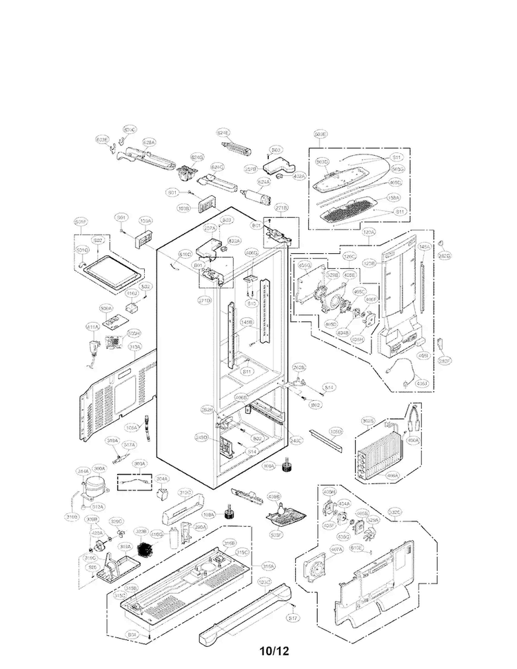 Case Parts Diagram and Parts List for LFX28978SW 01 LG Refrigerator