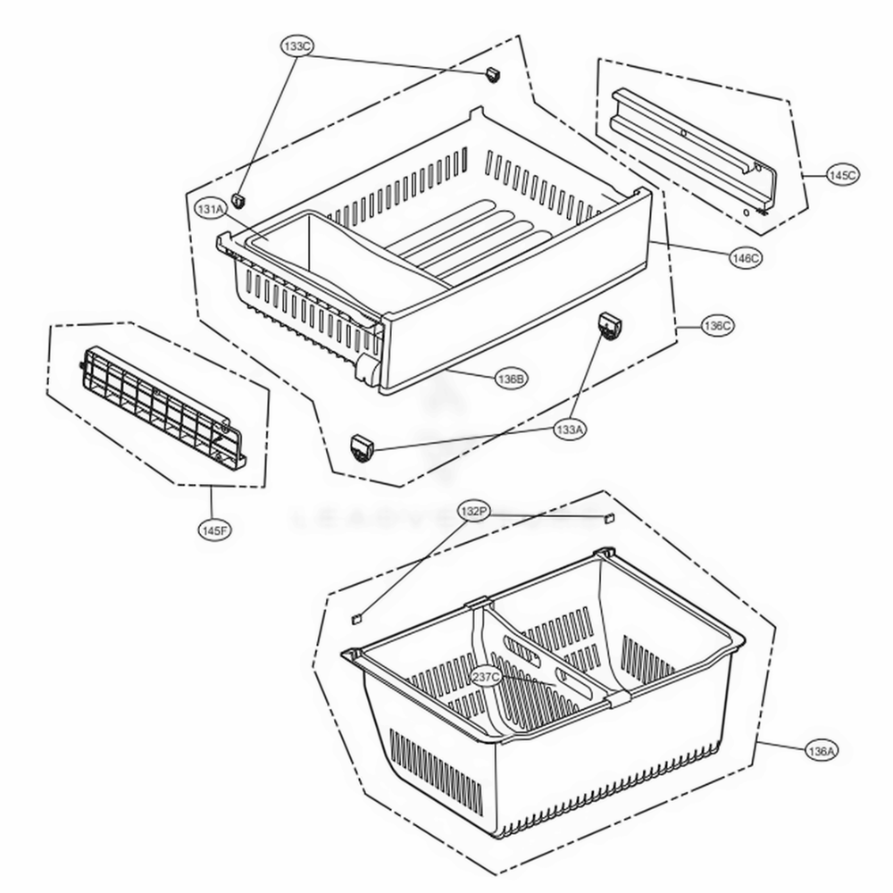 Freezer Parts Diagram and Parts List for LFCC22426S ASTCNA0 LG Refrigerator