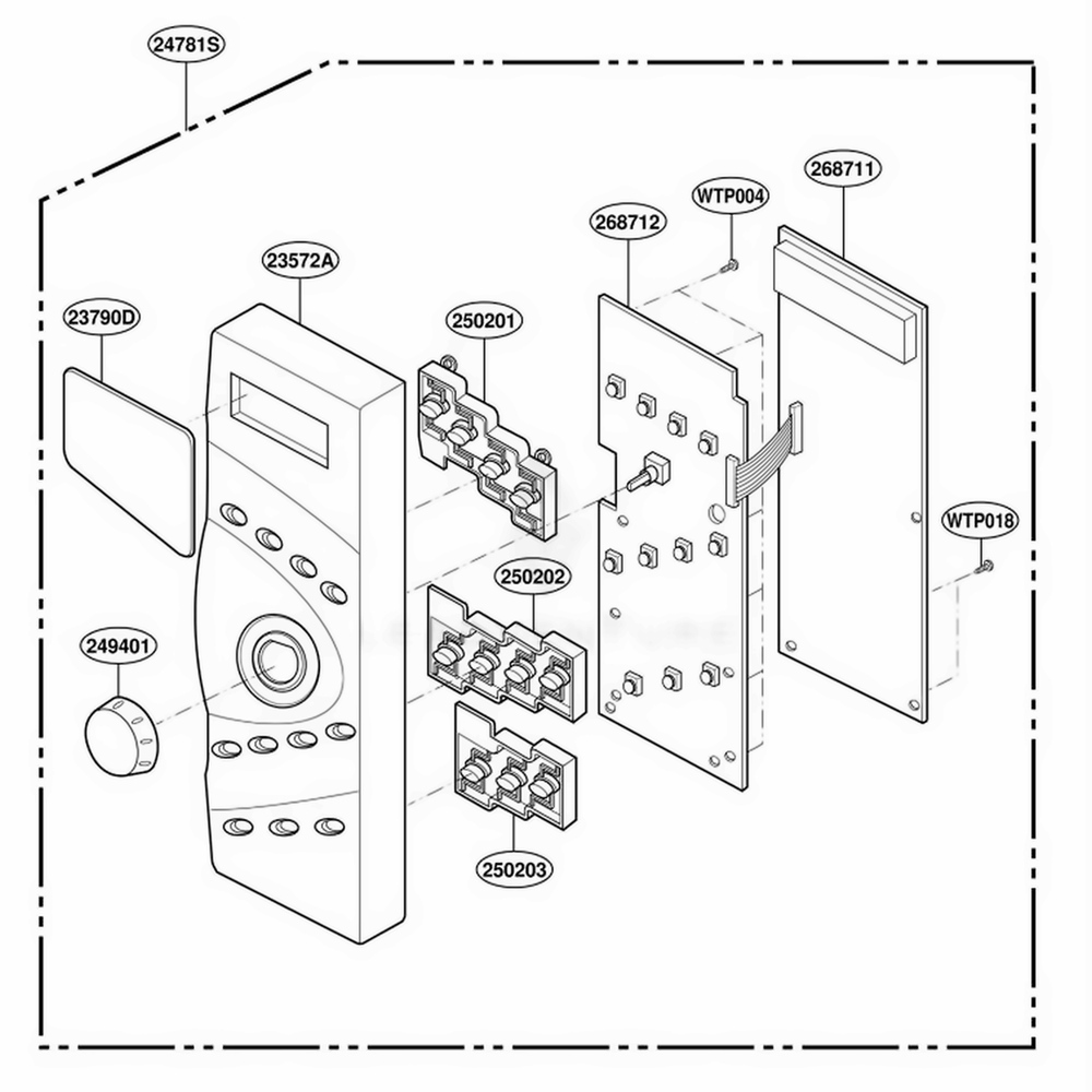 Control Panel Parts Diagram and Parts List for MT3135SHB B1EWRP LG Range