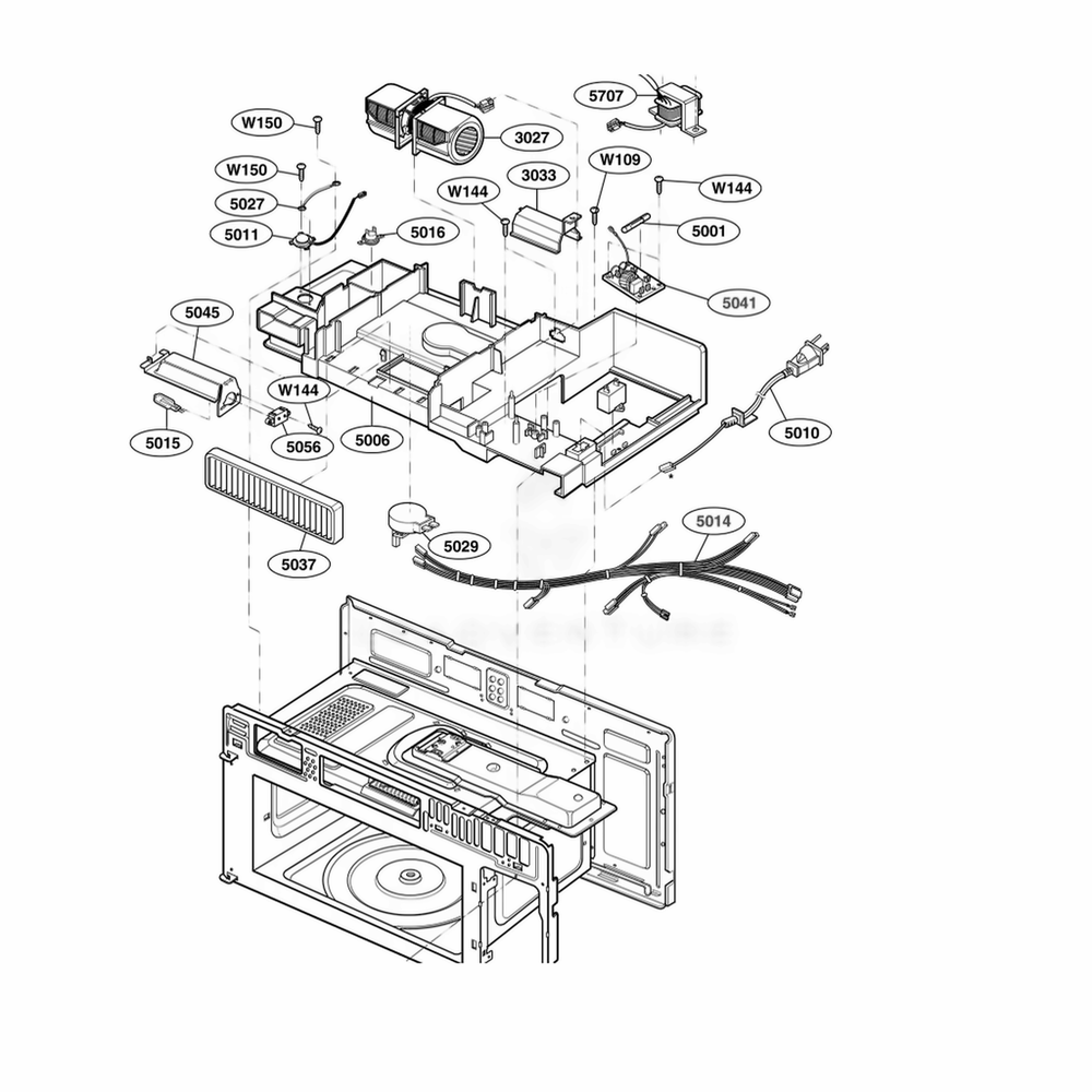 Interior Parts 3 Diagram and Parts List for 80809 AB1ESEA LG Microwave