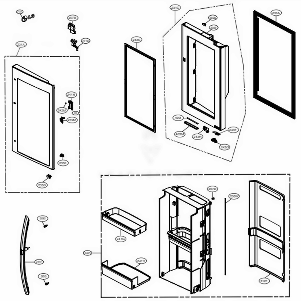 Door Parts 2 Diagram and Parts List for LRMVS3006D ASBCNA0 LG Refrigerator