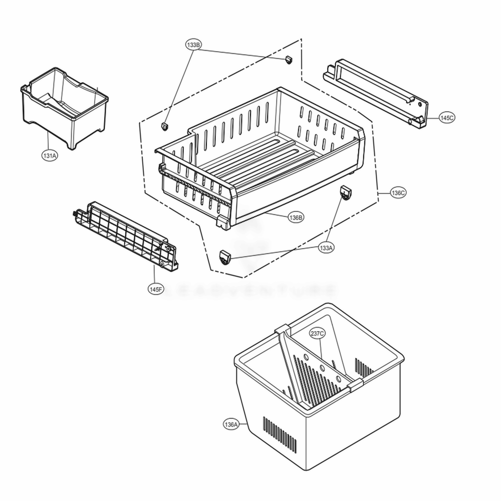 Freezer Parts Diagram and Parts List for 72033 ASTCSE3 LG Refrigerator