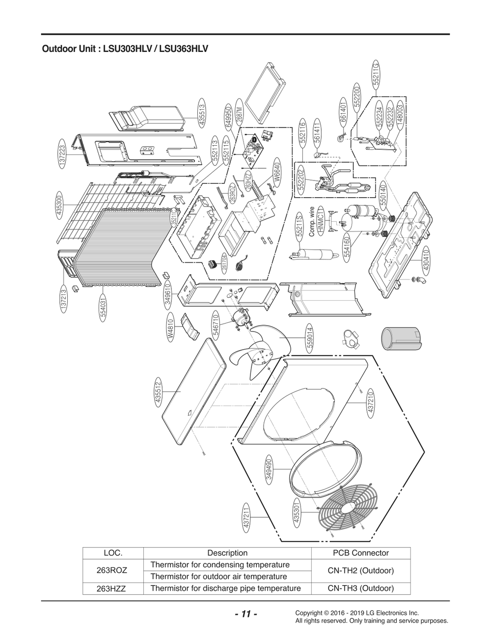 Outdoor Unit Diagram and Parts List for ASUW303V8Z0 AWHBEUS LG Air Conditioner