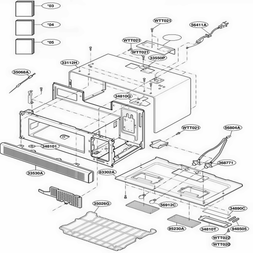 Oven Cavity Parts Diagram and Parts List for KHMC107EWH MWEKAD LG Wall Oven