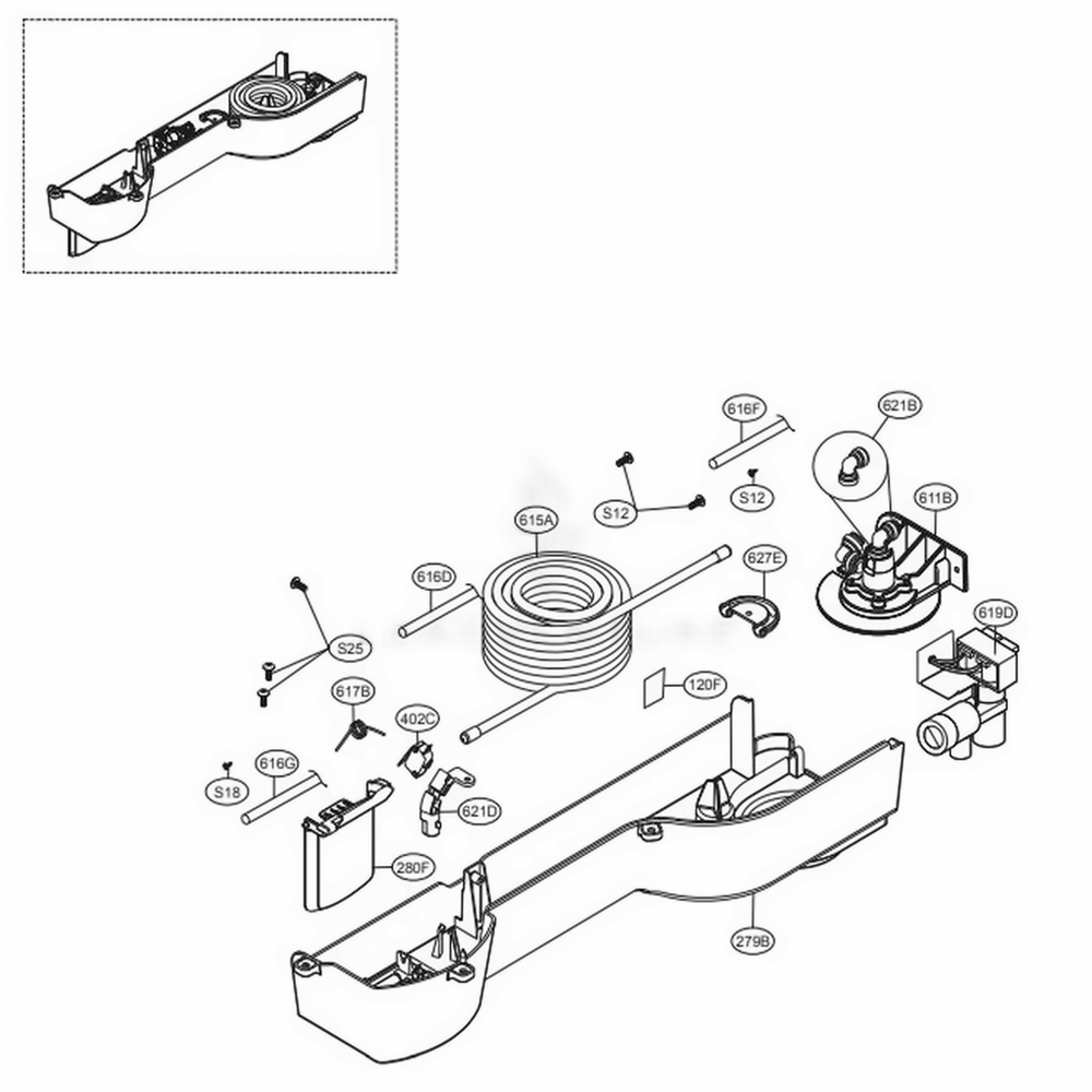 Dispenser Parts Diagram and Parts List for 79439 AWBCSE3 LG Refrigerator