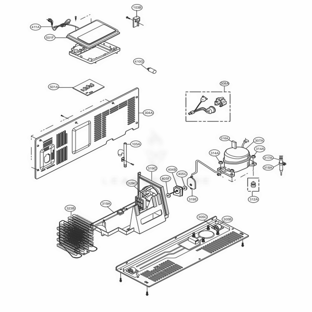 Mechanical Compartment Diagram and Parts List for LSXC22426S ASTCNA1 LG Refrigerator