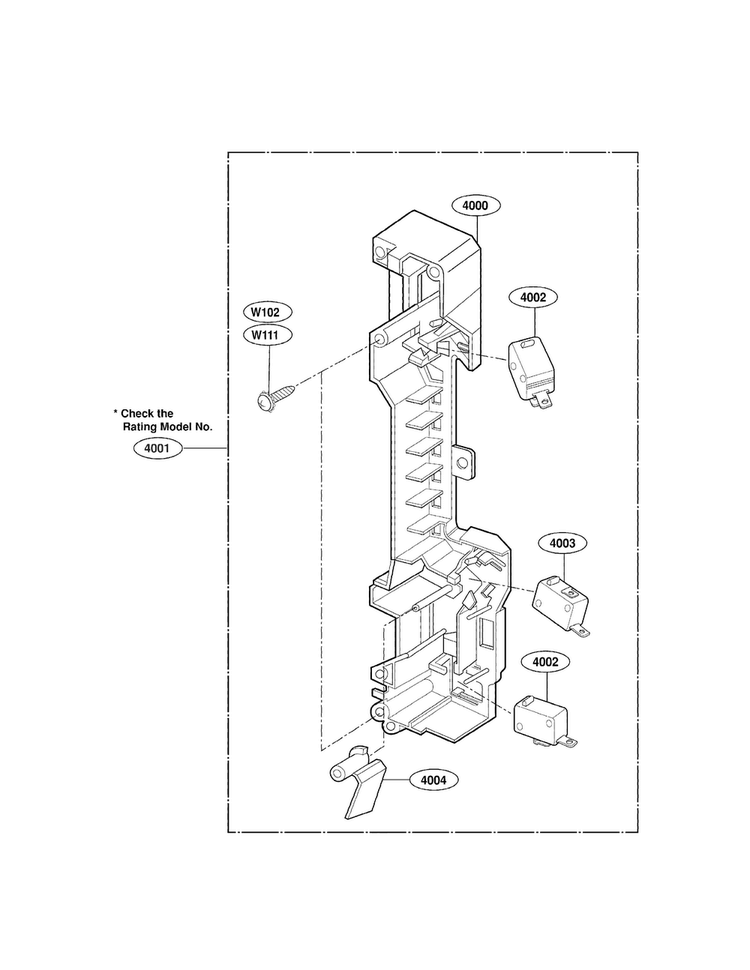 Latch Board Parts Diagram and Parts List for MV1501BQ  LG Microwave