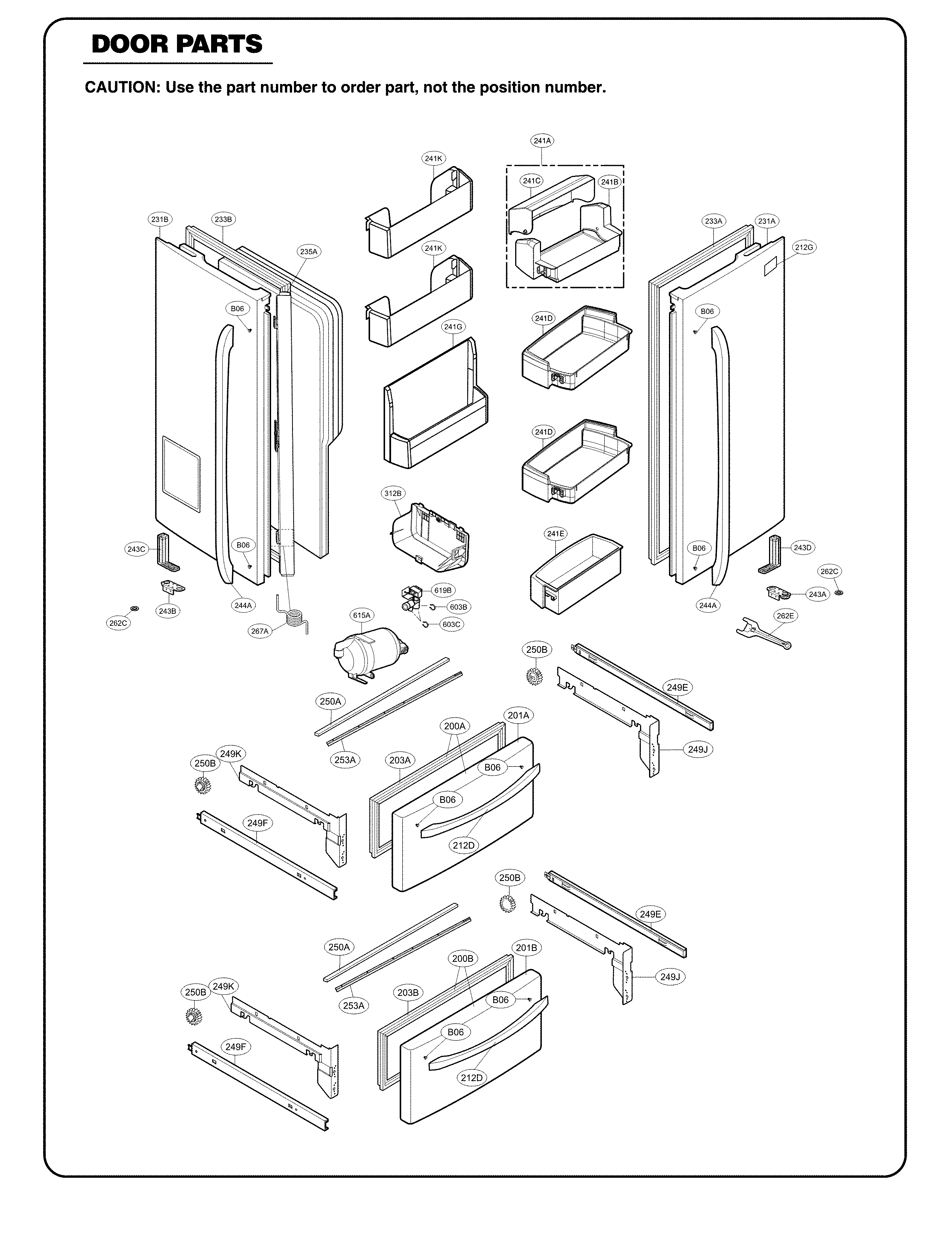 Door Parts Diagram and Parts List for 79571093111  Kenmore Refrigerator