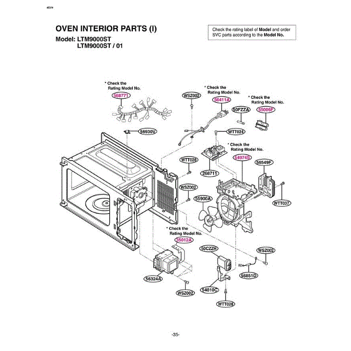 Section 3 Diagram and Parts List for LTM9000ST CS6ELGA LG Microwave Oven Combo