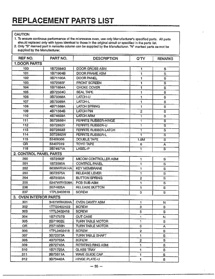 Complete Microwave Oven Page 7 Diagram and Parts List for MA-1554M  LG Microwave