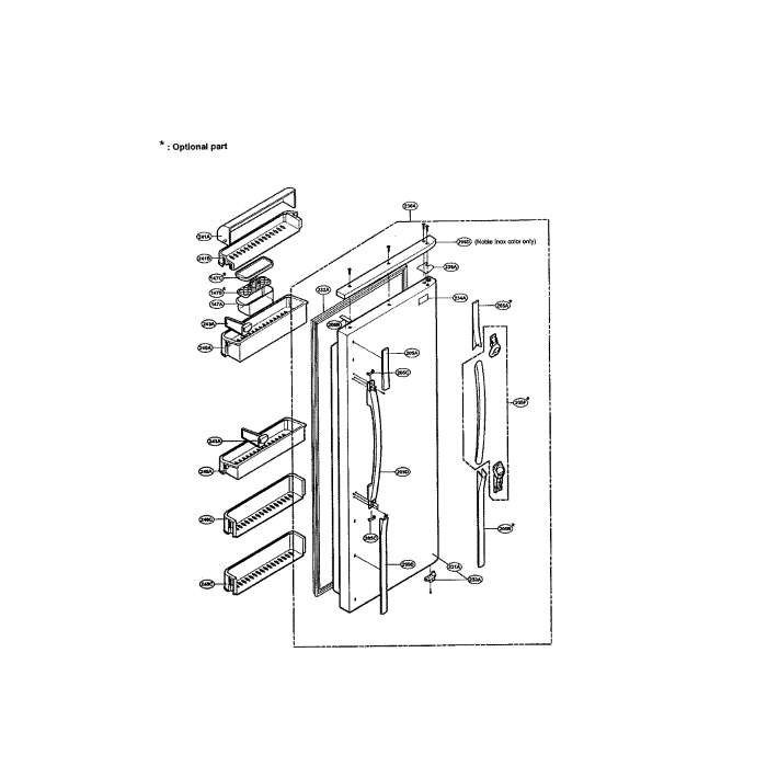 Refrigerator Door Diagram and Parts List for LRSPC2331T  LG Refrigerator