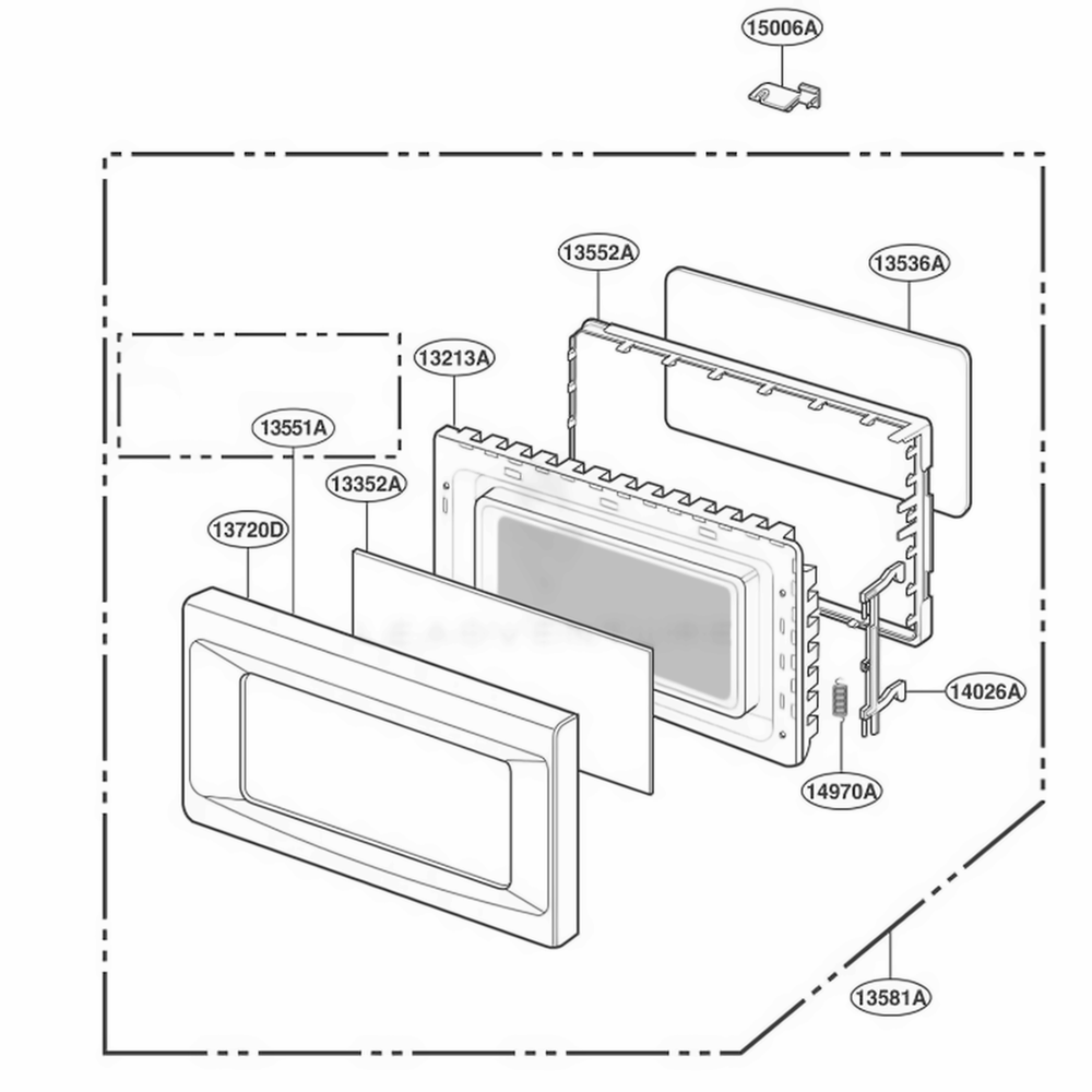 Door Parts Diagram and Parts List for KCMS145JSS1 AS1EKAD LG Range